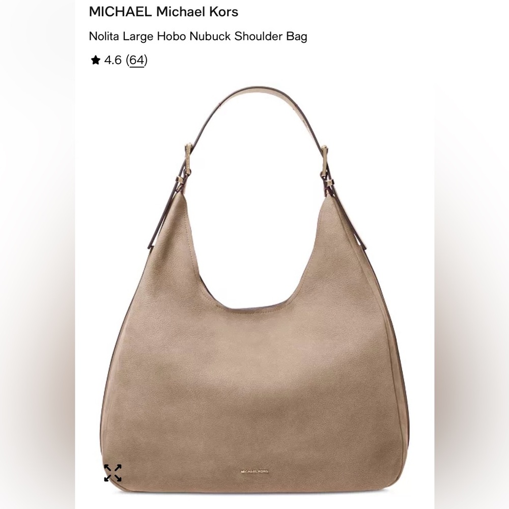 NWOT Michael Kors Nolita
Large Hobo Nubuck Shoulder Bag in Birch